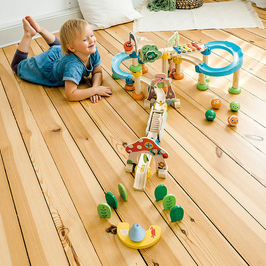 Wooden Ball Runs Pipe Building Blocks Set