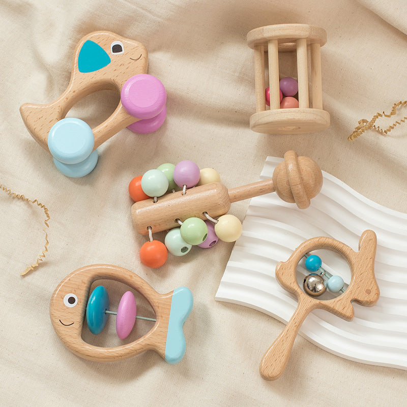 Wooden Five Pieces Rattles Set