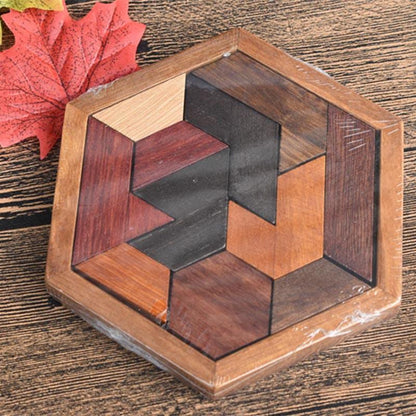 Hexagon Wooden Mosaic Tiles Puzzle