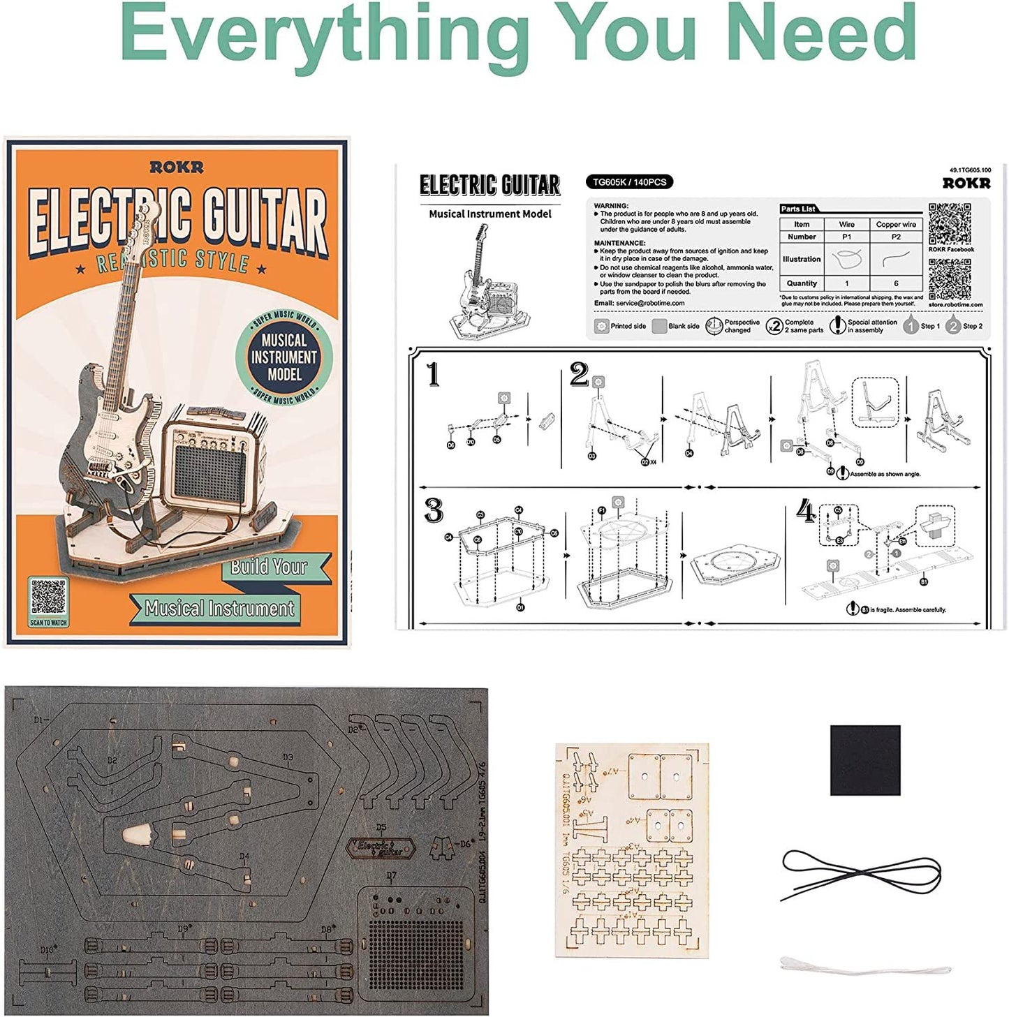 Electric Guitar 3D Wooden Model