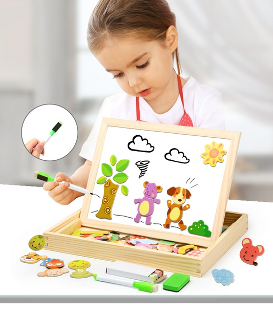 Multifunctional Magnetic Wooden Puzzle Drawing Board