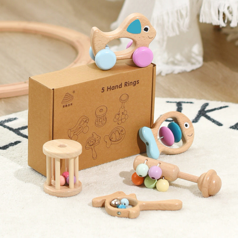 Wooden Five Pieces Rattles Set