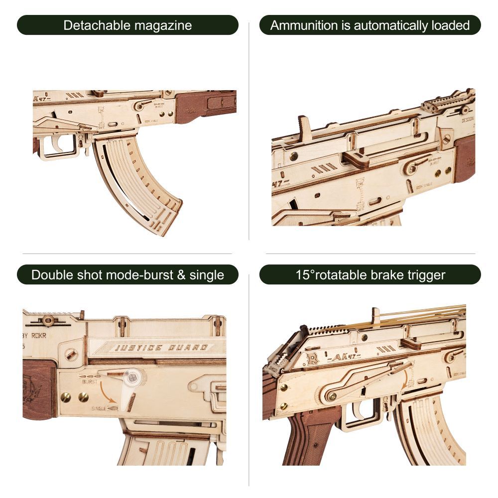 Automatic Rifle AK-47 3D Wooden Model