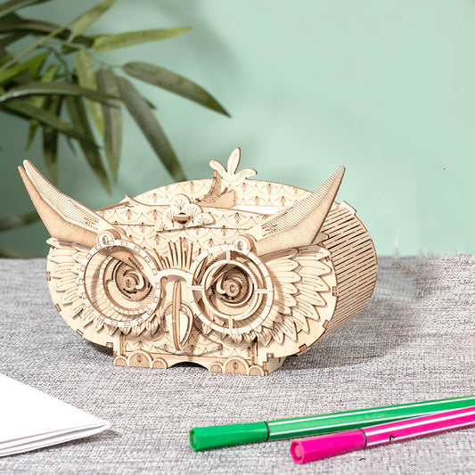 Owl Pen Holder 3D Wooden Model