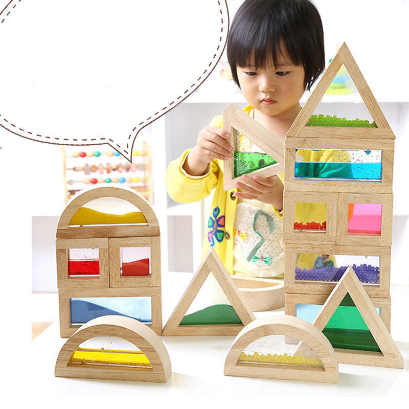 Wooden Rainbow Stacking Blocks Set