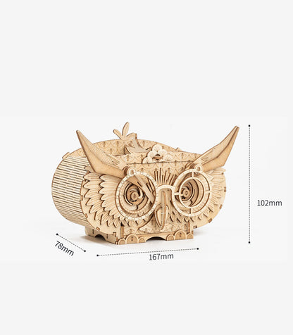 Owl Pen Holder 3D Wooden Model