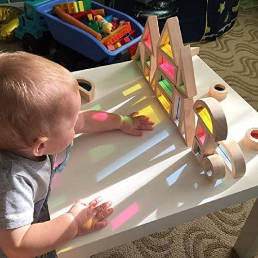 Wooden Rainbow Stacking Blocks Set