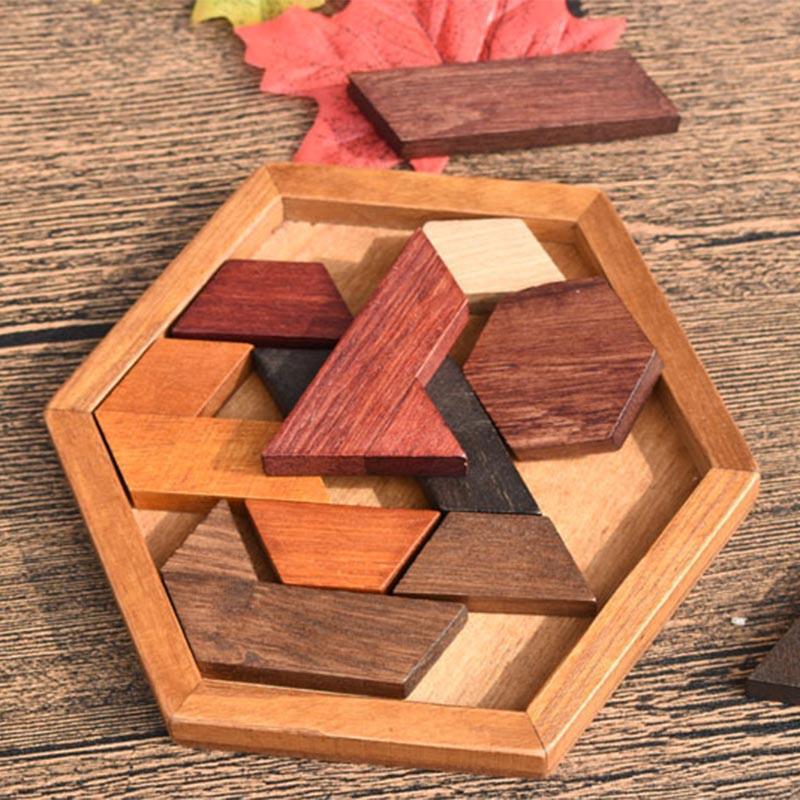 Hexagon Wooden Mosaic Tiles Puzzle