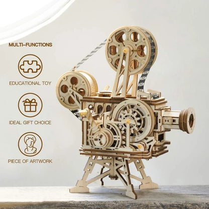 Hand Crank Projector Classic Film Vitascope 3D Wooden Puzzle