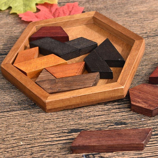 Hexagon Wooden Mosaic Tiles Puzzle