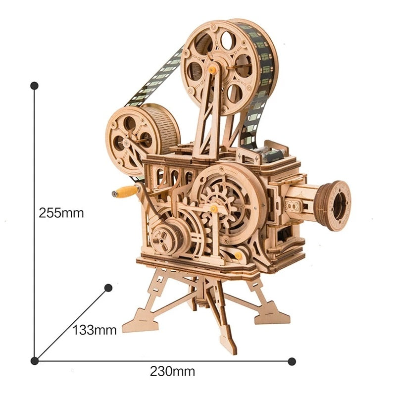 Hand Crank Projector Classic Film Vitascope 3D Wooden Puzzle