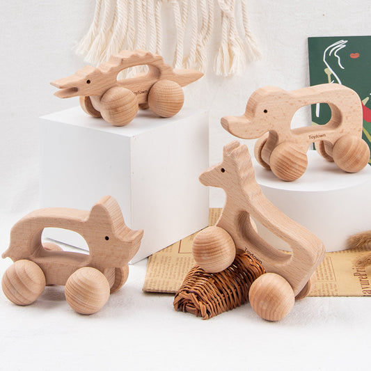 Wooden Animal Figures Roller Toy