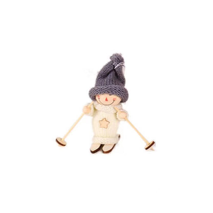 Christmas Decoration Wooden Ski Doll