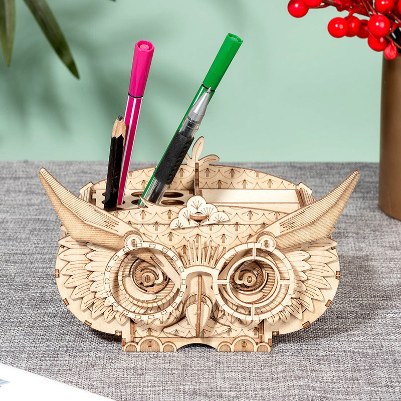 Owl Pen Holder 3D Wooden Model