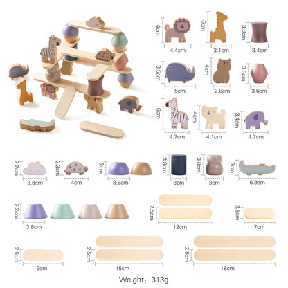 Wooden Building Blocks Animal Stacking Set