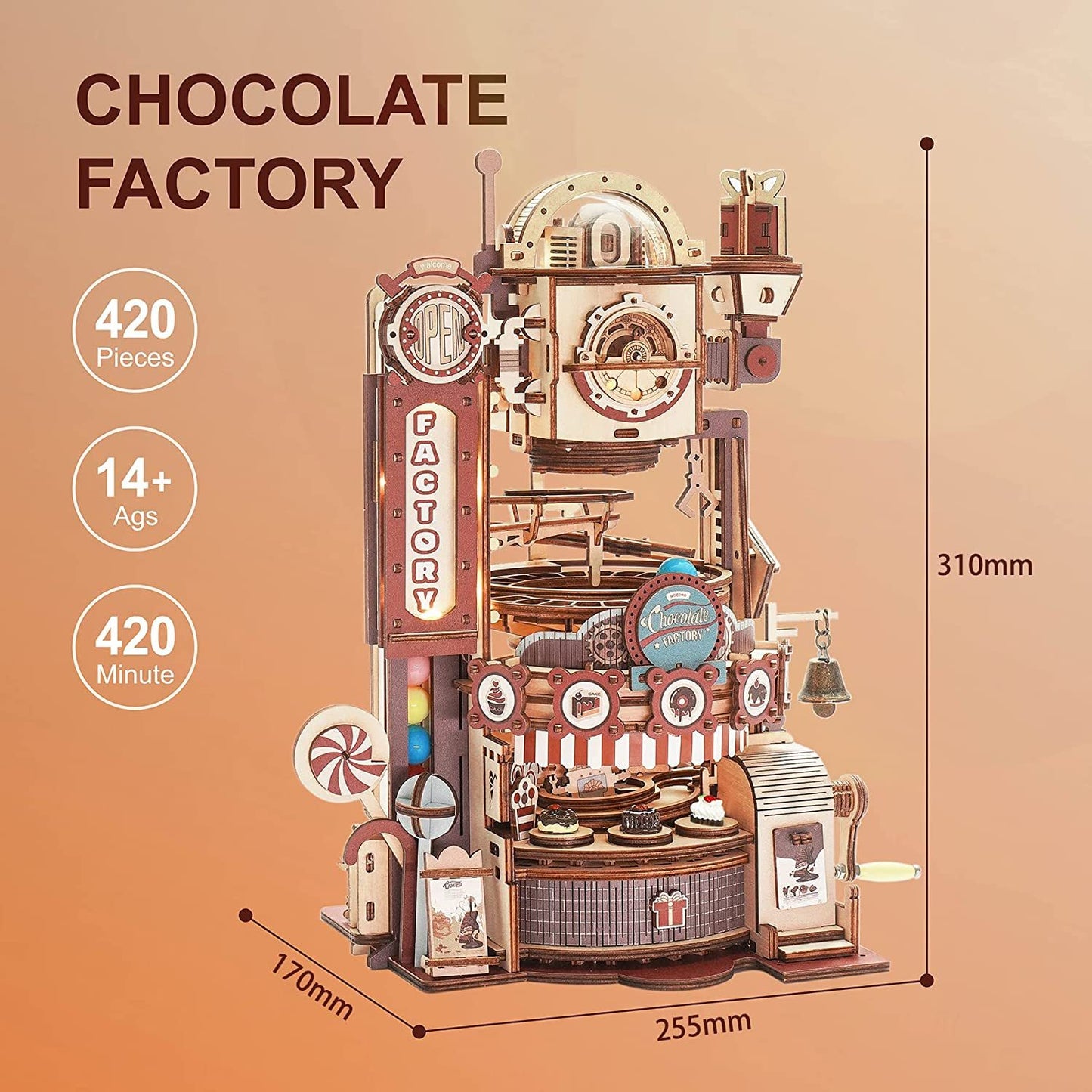 Marble Chocolate Factory 3D Wooden Model