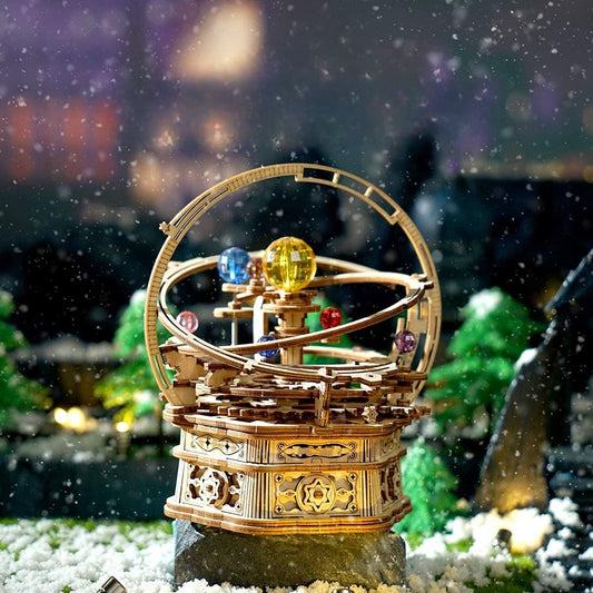 Rotating Starry Night Mechanical Music Box 3D Wooden Model